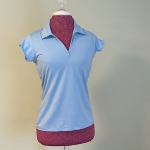 Laura Ashley Golf and Tennis Light Blue Short Sleeve Women's Polo Shirt, US S